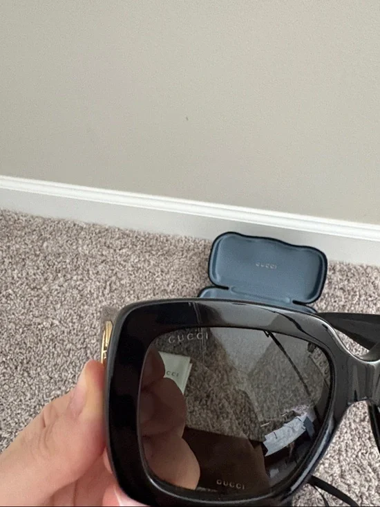 GUCCI URBAN GG0141S 001 BLACK GREY SQUARE SUNGLASSES - like new - Picture 8 of 10